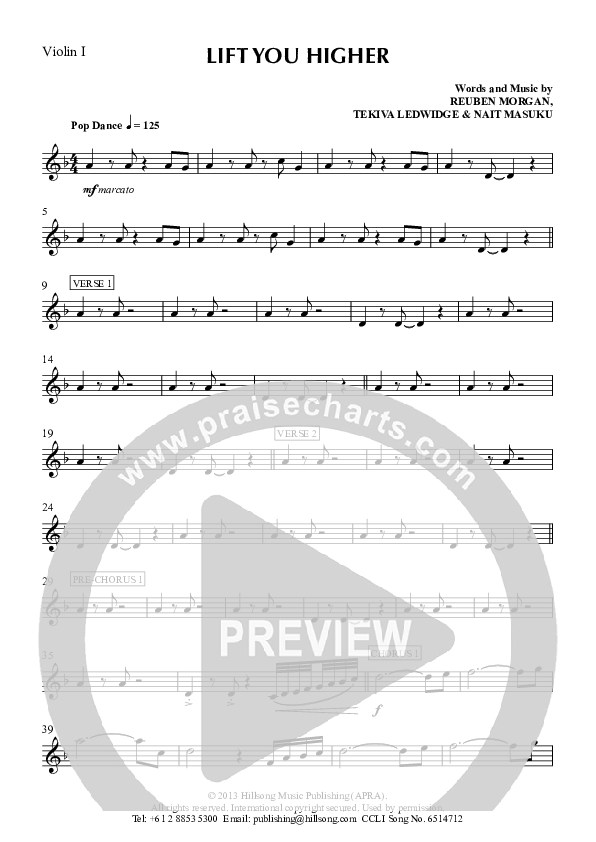 Lift You Higher Violin 1 (Hillsong Worship)