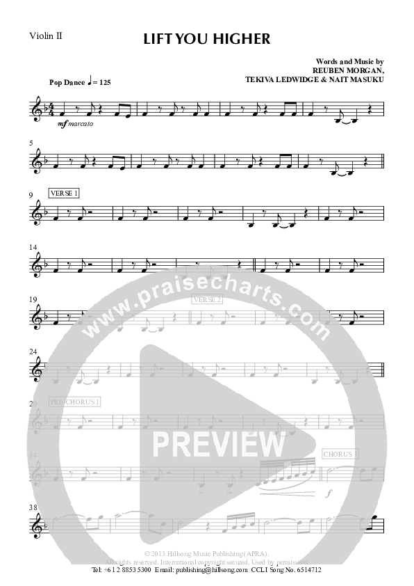 Lift You Higher Violin 2 (Hillsong Worship)