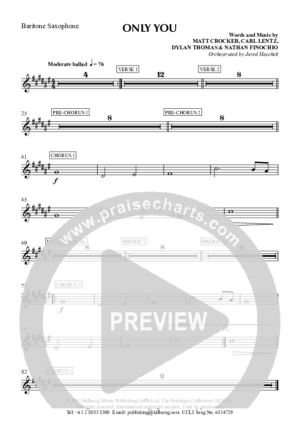 Only You Bari Sax (Hillsong Worship)