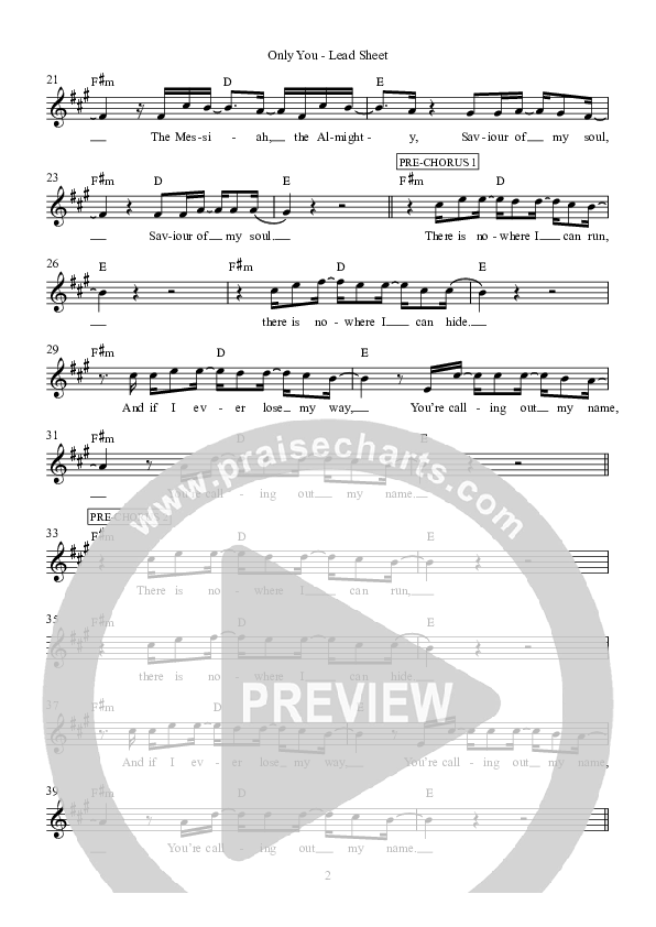 Only You Lead Sheet (Hillsong Worship)