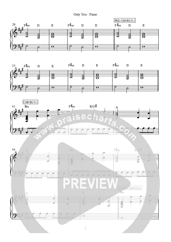 Only You Piano Sheet (Hillsong Worship)