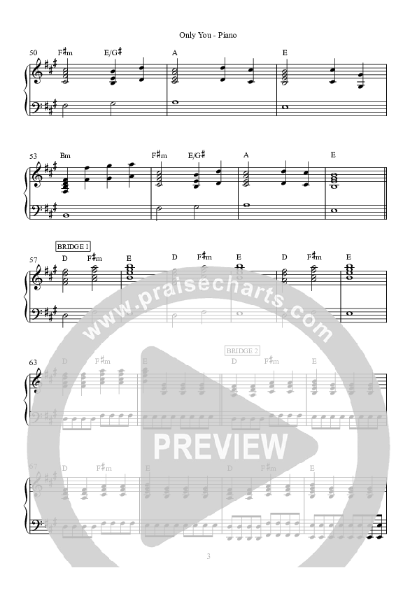 Only You Piano Sheet (Hillsong Worship)