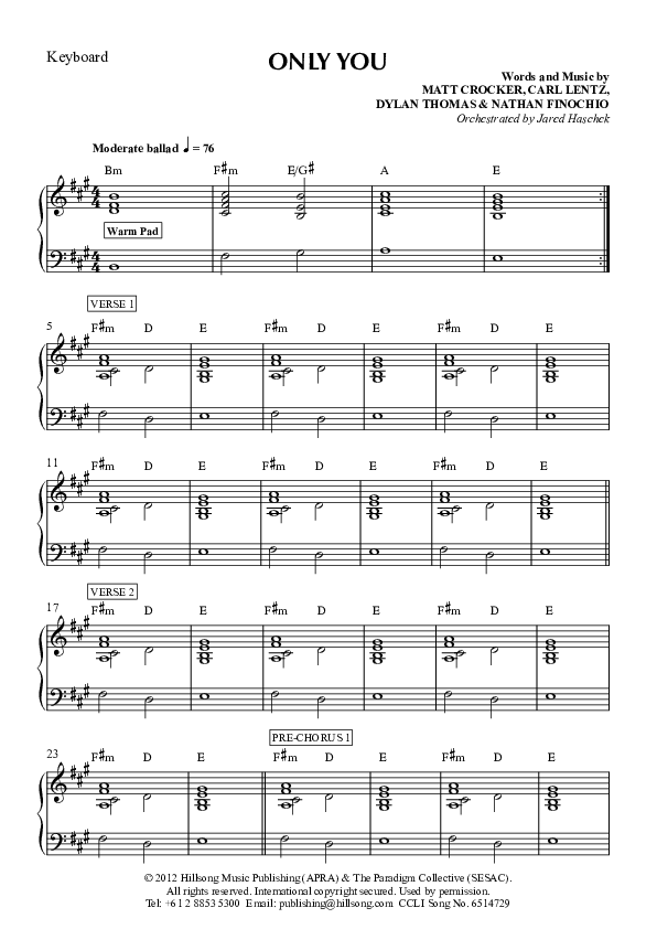 Only You Synth (Hillsong Worship)