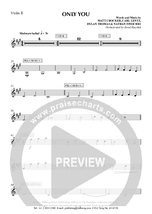 Only You Violin 2 (Hillsong Worship)