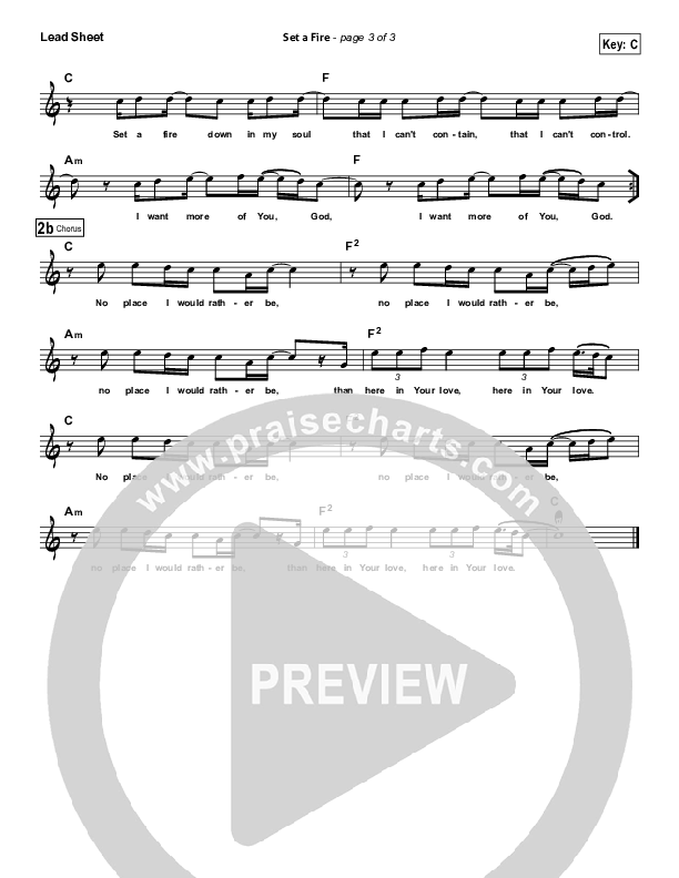 Set A Fire (Live) Lead Sheet (Will Reagan / United Pursuit)