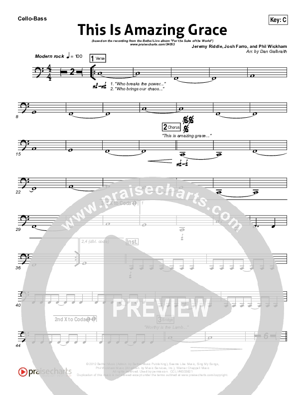 This Is Amazing Grace Cello/Bass (Bethel Music)