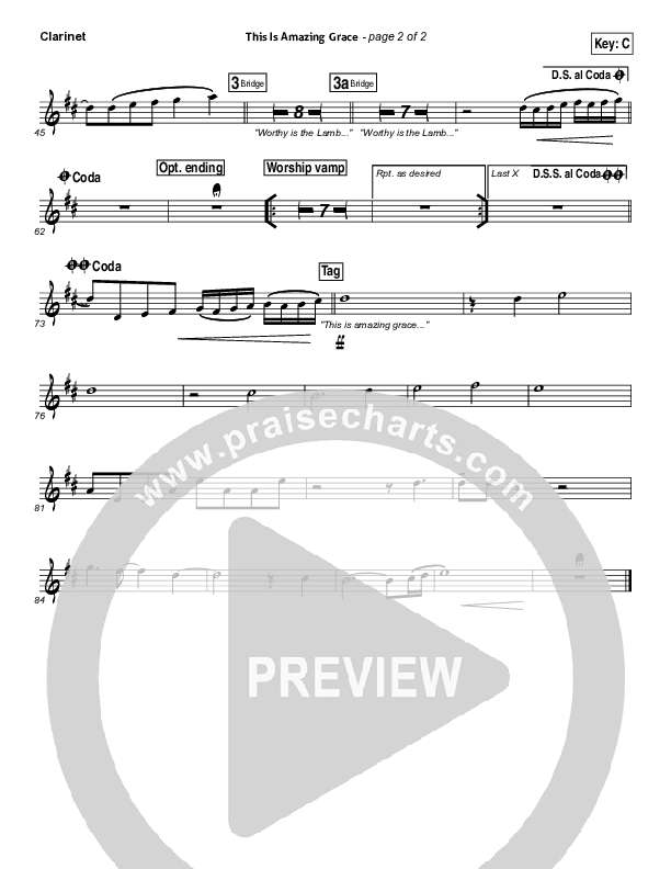 This Is Amazing Grace Clarinet (Bethel Music)