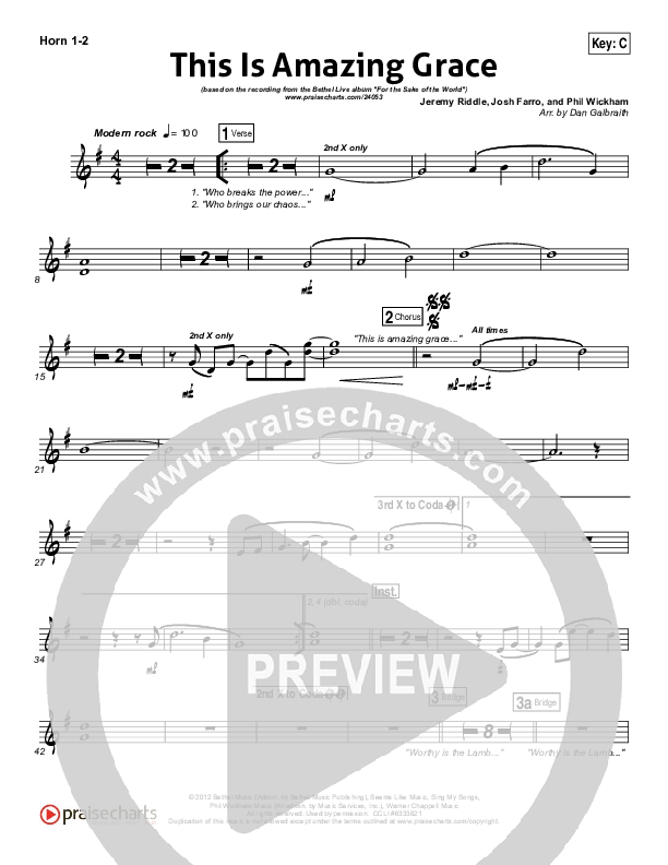 This Is Amazing Grace Brass Pack (Bethel Music)