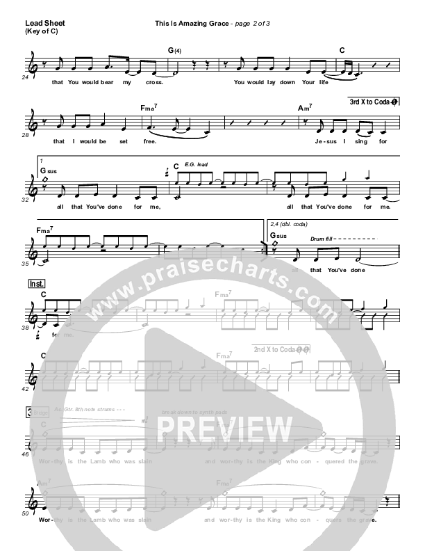 This Is Amazing Grace Lead Sheet (Melody) (Bethel Music)