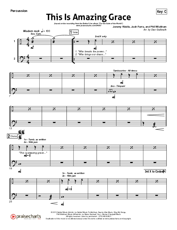 This Is Amazing Grace Percussion (Bethel Music)