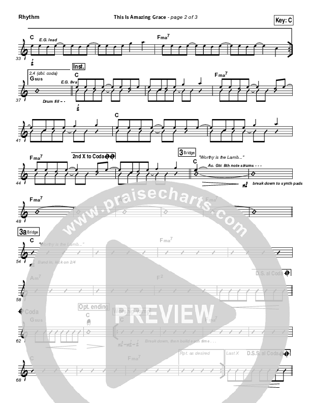 This Is Amazing Grace Rhythm Chart (Bethel Music)