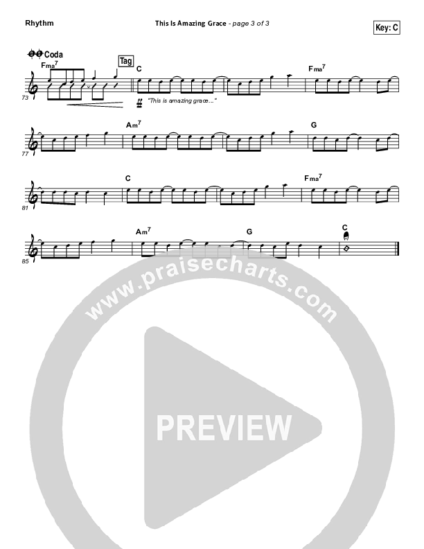 This Is Amazing Grace Rhythm Chart (Bethel Music)