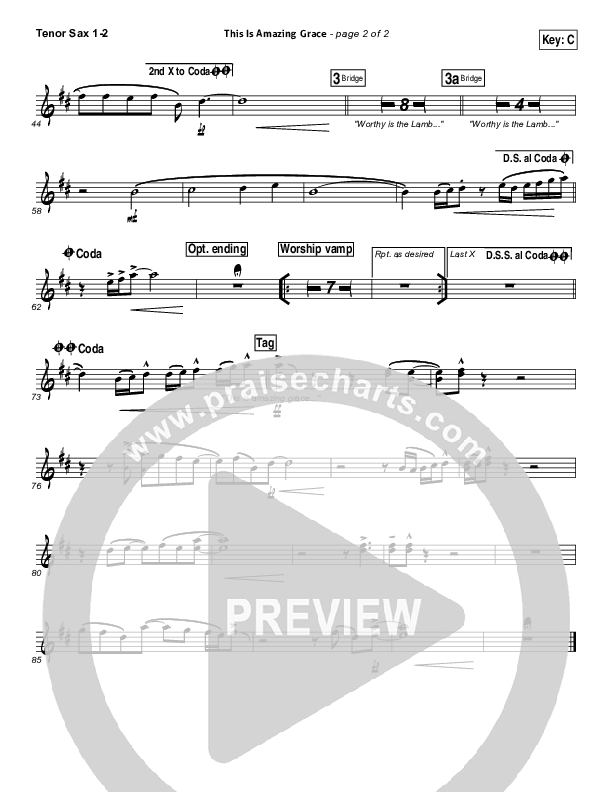 This Is Amazing Grace Tenor Sax 1/2 (Bethel Music)