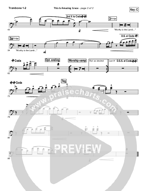 This Is Amazing Grace Trombone 1/2 (Bethel Music)