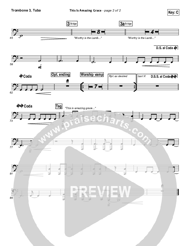 This Is Amazing Grace Trombone 3/Tuba (Bethel Music)
