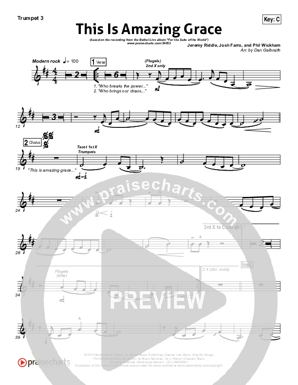 This Is Amazing Grace Trumpet 3 (Bethel Music)