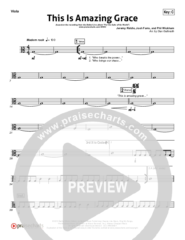 This Is Amazing Grace Viola (Bethel Music)