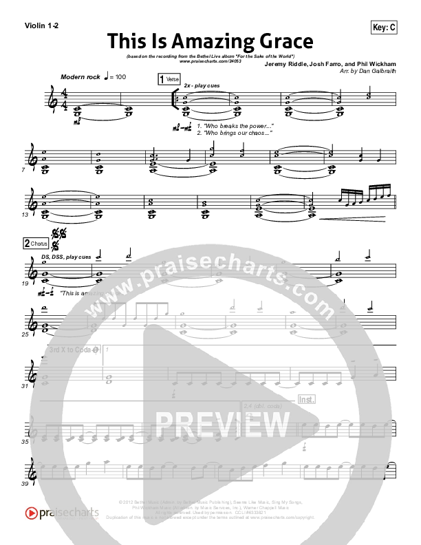 This Is Amazing Grace Violin 1/2 (Bethel Music)