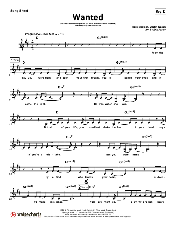 Wanted Lead (SAT) (Dara Maclean)