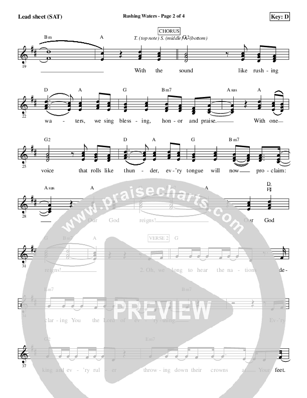 Rushing Waters Lead Sheet (SAT) (Aaron Shust)