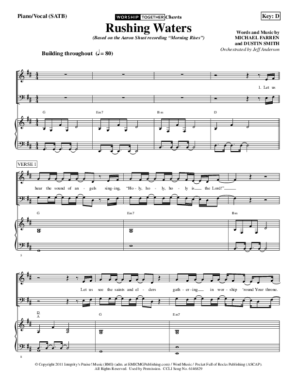 Rushing Waters Piano/Vocal (SATB) (Aaron Shust)