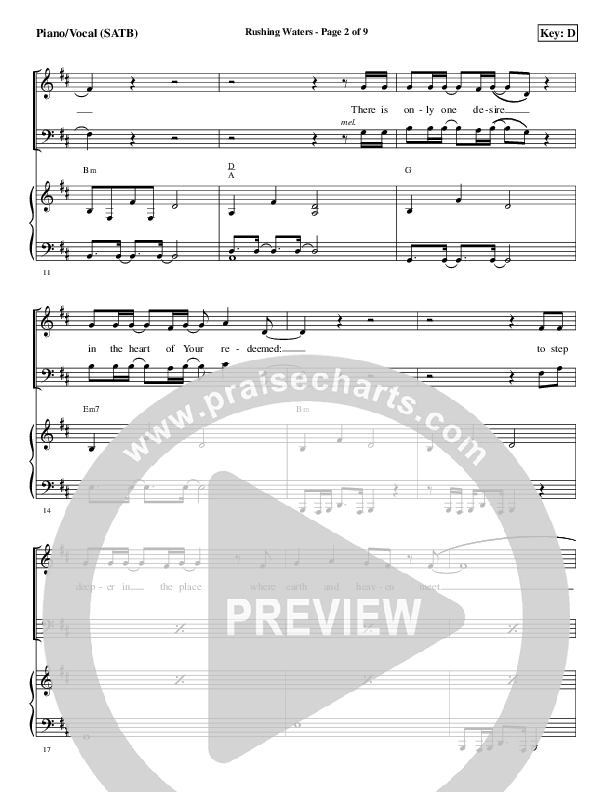Rushing Waters Piano/Vocal (SATB) (Aaron Shust)