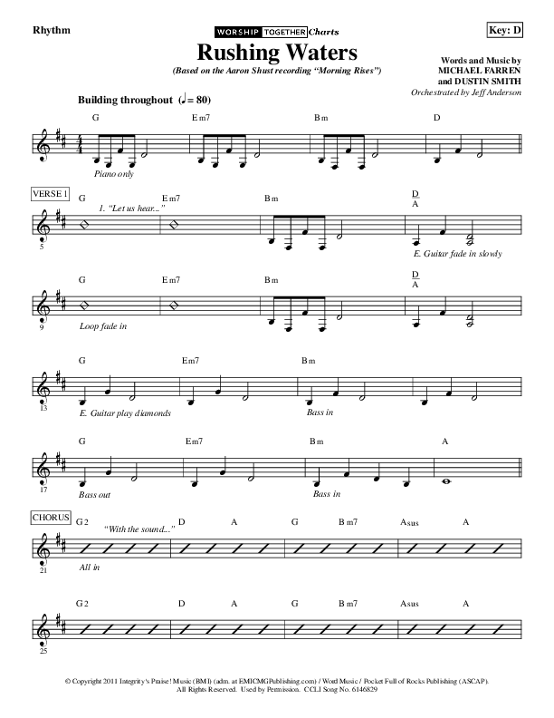 Rushing Waters Rhythm Chart (Aaron Shust)