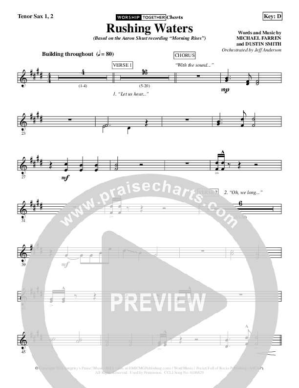 Rushing Waters Tenor Sax 1/2 (Aaron Shust)