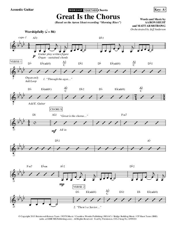 Great Is The Chorus Acoustic Guitar (Aaron Shust)