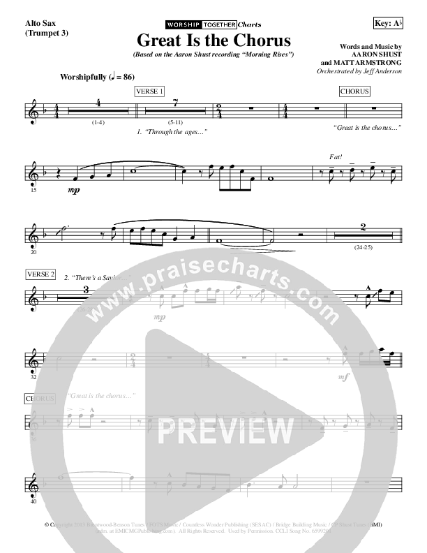 Great Is The Chorus Alto Sax (Aaron Shust)