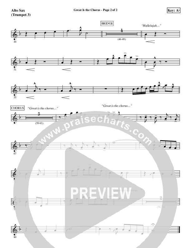 Great Is The Chorus Alto Sax (Aaron Shust)