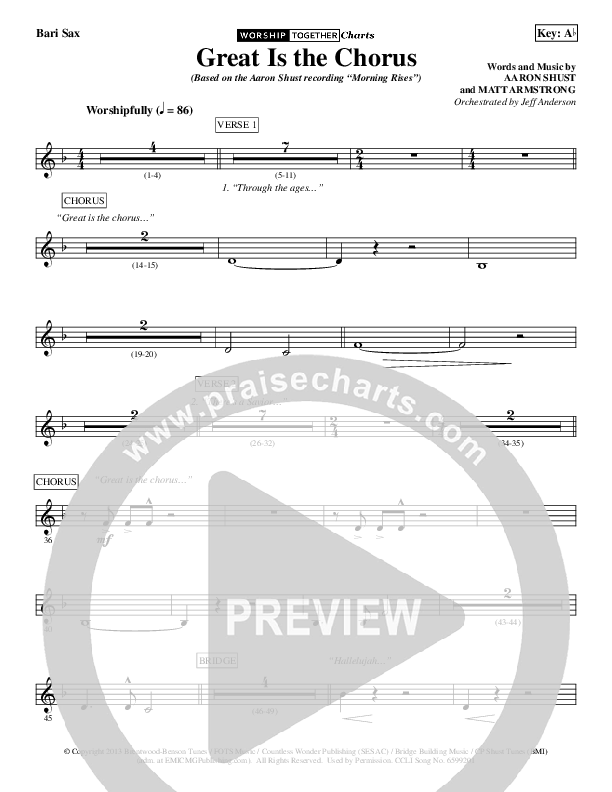 Great Is The Chorus Bari Sax (Aaron Shust)