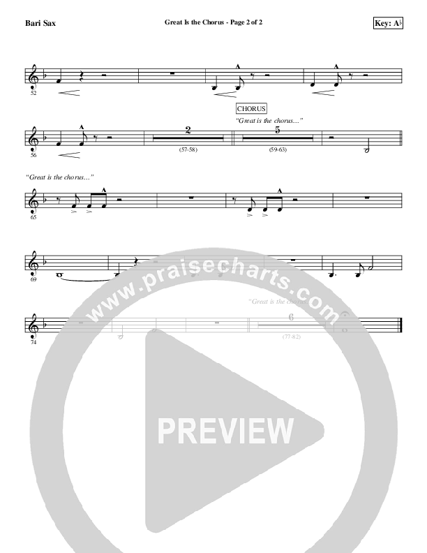 Great Is The Chorus Bari Sax (Aaron Shust)