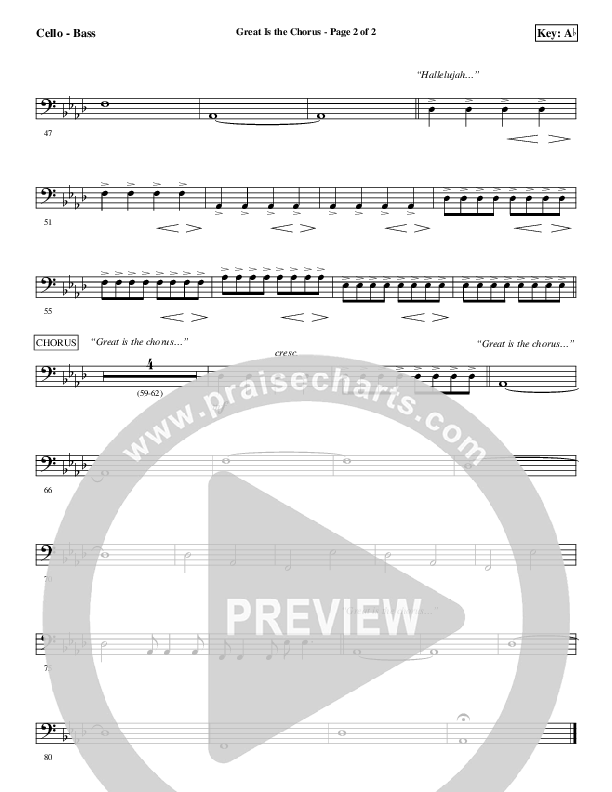 Great Is The Chorus Cello/Bass (Aaron Shust)