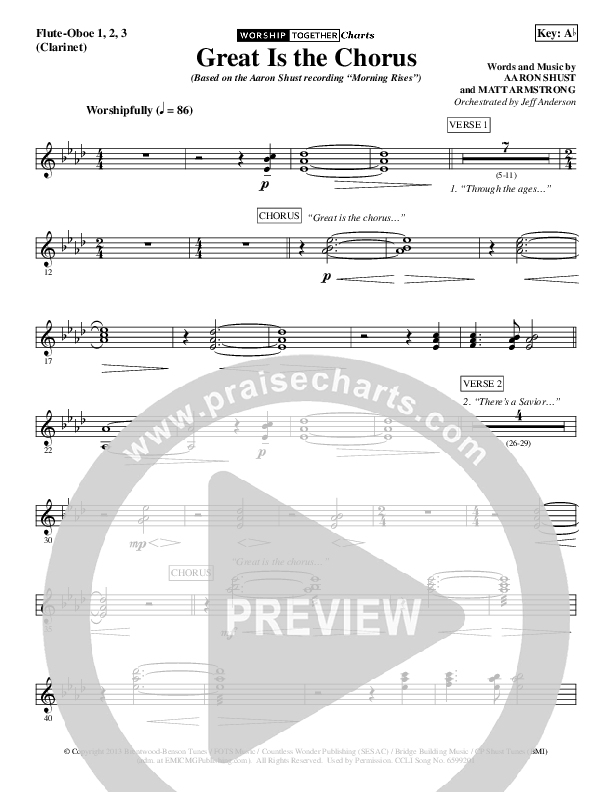 Great Is The Chorus Flute/Oboe (Aaron Shust)