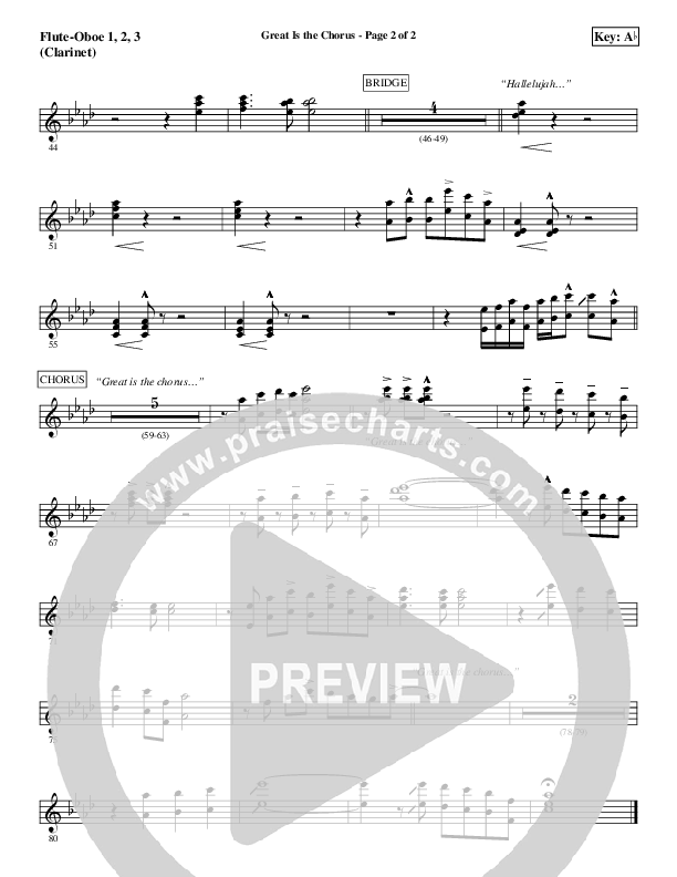 Great Is The Chorus Flute/Oboe (Aaron Shust)