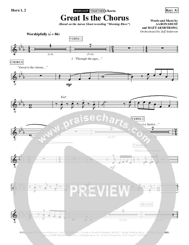 Great Is The Chorus French Horn 1/2 (Aaron Shust)