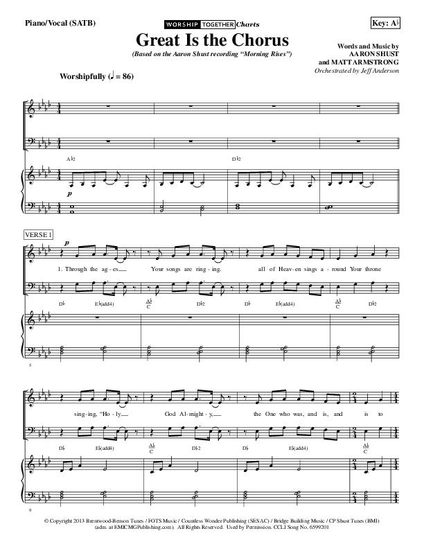 Great Is The Chorus Piano/Vocal (SATB) (Aaron Shust)