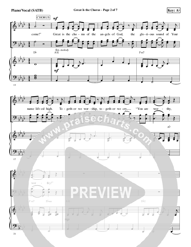 Great Is The Chorus Piano/Vocal (SATB) (Aaron Shust)