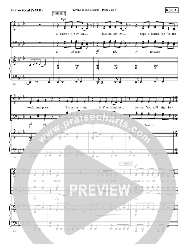 Great Is The Chorus Piano/Vocal (SATB) (Aaron Shust)