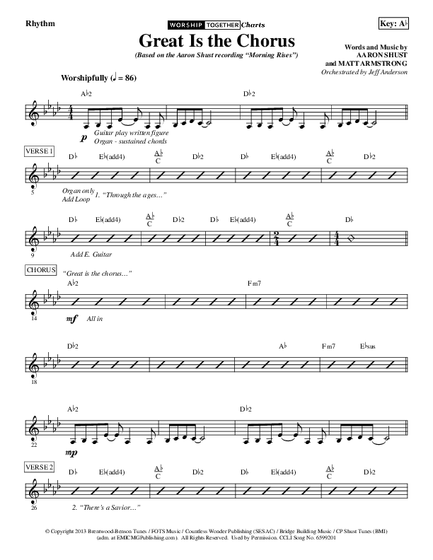 Great Is The Chorus Rhythm Chart (Aaron Shust)