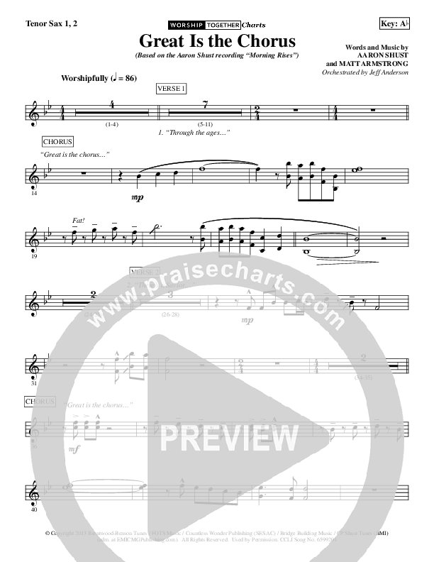 Great Is The Chorus Tenor Sax 1/2 (Aaron Shust)