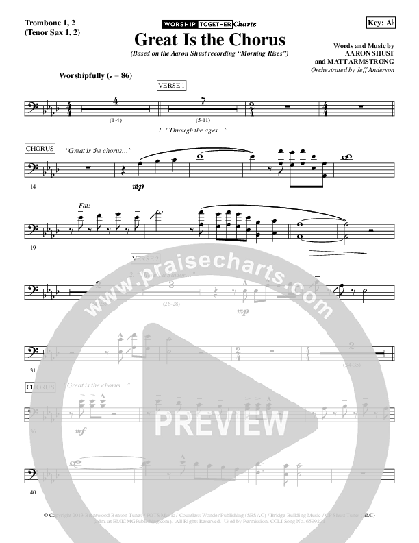 Great Is The Chorus Trombone 1/2 (Aaron Shust)