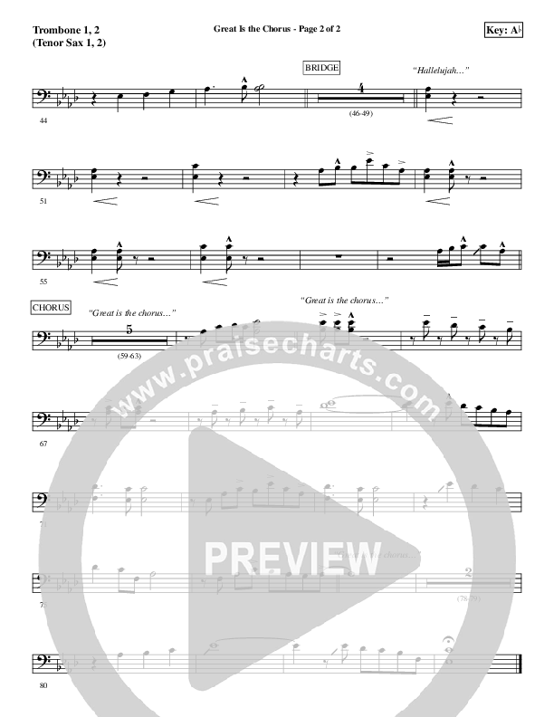 Great Is The Chorus Trombone 1/2 (Aaron Shust)