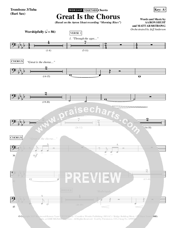 Great Is The Chorus Trombone 3 (Aaron Shust)