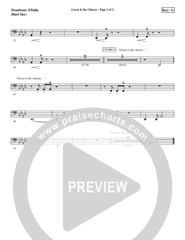 Great Is The Chorus Trombone 3 (Aaron Shust)