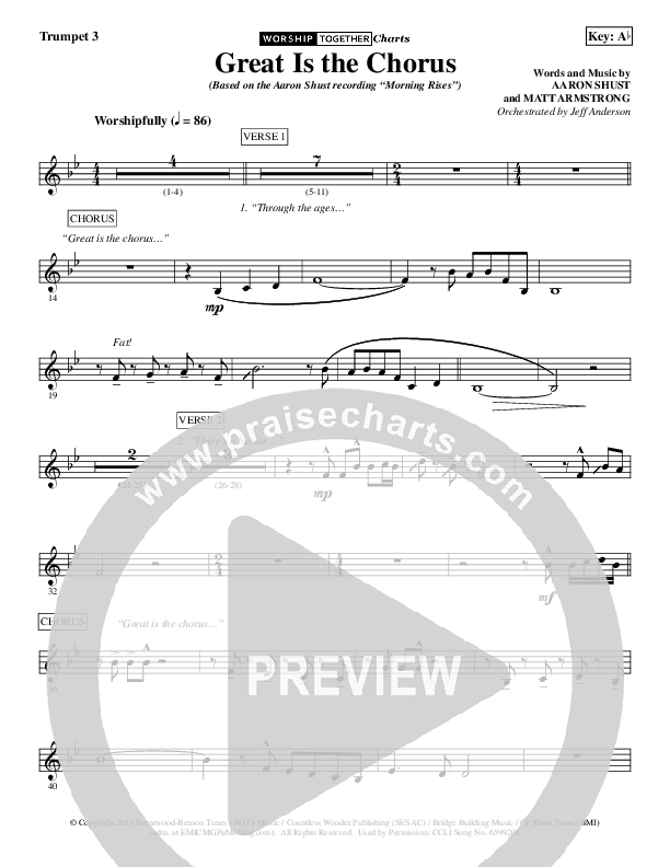 Great Is The Chorus Trumpet 3 (Aaron Shust)