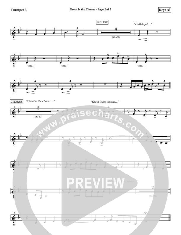 Great Is The Chorus Trumpet 3 (Aaron Shust)