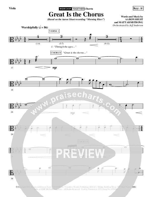 Great Is The Chorus Viola (Aaron Shust)