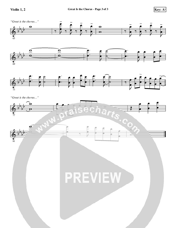 Great Is The Chorus Violin 1/2 (Aaron Shust)